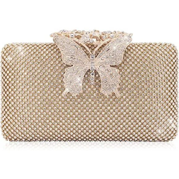 NEW Sparkling Bling Swarovski Crystal Rhinestone Clutch Butterfly Purse … - Picture 1 of 13